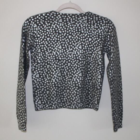 NWT Bonpoint Cashmere Long Sleeve Button Front Gray Cardigan Sweater Silver Dot - Picture 8 of 8